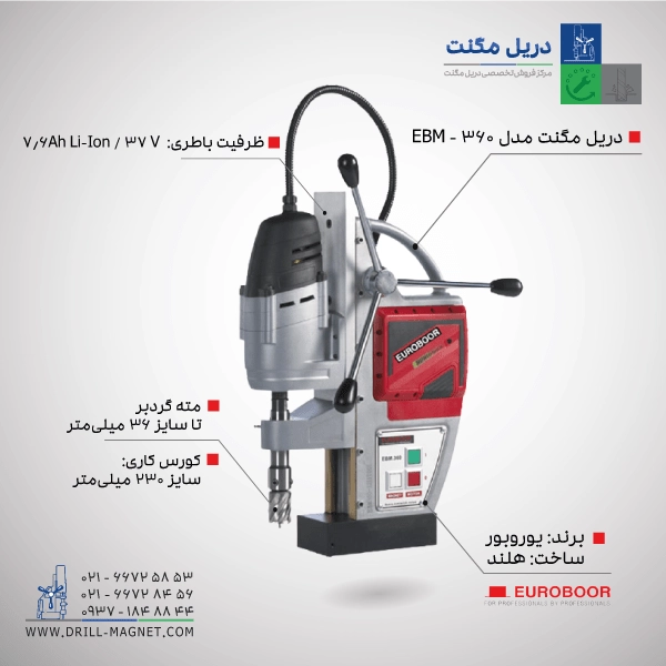 دریل مگنت شارژی مدل EBM.360