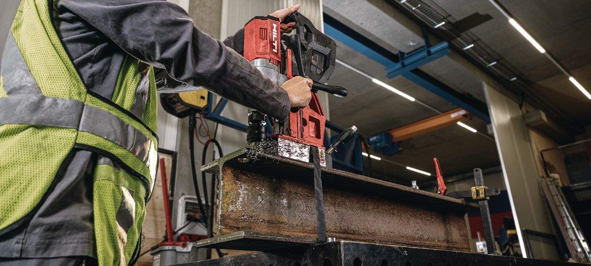Drilling I-Beams with a Magnetic Drill